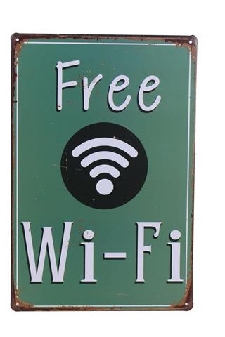 Free Wifi Metal Tabela Dekoratif Dekor Duvar Süsü 30X20 Cm