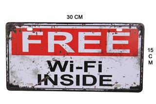 Free Wifi Retro Tabela Dekor Duvar Süsü Metal Tabela 30X15 Cm