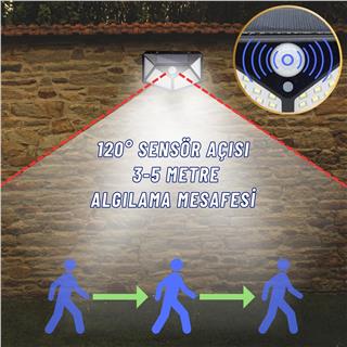 Güneş Enerjili Bahçe Aydınlatma Lambası Villa Balkon Garaj Kapısı Aplik Solar 100 Led Lamba