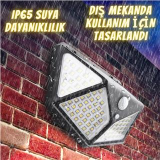 Güneş Enerjili Bahçe Aydınlatma Lambası Villa Balkon Garaj Kapısı Aplik Solar 100 Led Lamba