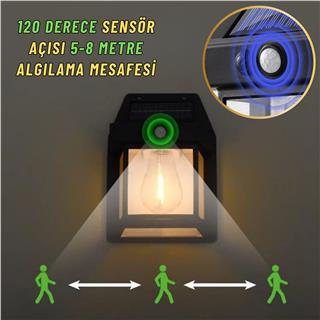 Güneş Enerjili Bahçe Aydınlatması Aplik Dekor Solar Ve Sensörlü Bahçe Balkon ve Garaj Lambası