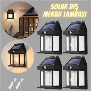 Güneş Enerjili Bahçe Aydınlatması Aplik Dekor Solar Ve Sensörlü Bahçe Balkon ve Garaj Lambası