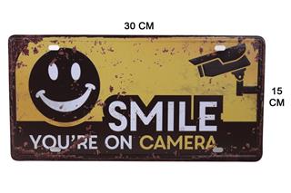 Güvenlik Kamera Metal Tabela Retro Tasarım 30X15 Cm