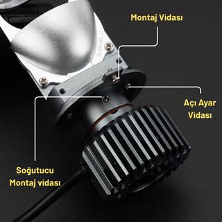 H4 Far Ampül Lazer Mercekli T9-Pro Luxury Ayarlı Mini Bi-Led Far Ampülü 