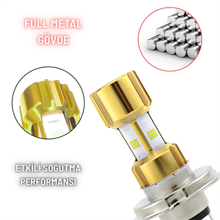 H4 LED Far Ampul LED Işık 12-24V 6000K Ultra Beyaz Metal Kasa Motosiklet Araba Uyum 1 AD 12W/1500LM 