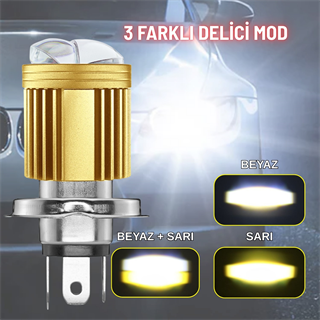 H4 Mercekli LED Ampul Delici 12-24V Beyaz  Amber Sarı Far Lambası Metal Gövde 1 ADET 15W 1500LM