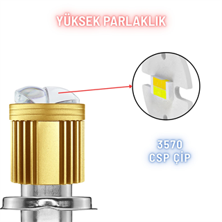 H4 Mercekli LED Ampul Delici 12-24V Beyaz  Amber Sarı Far Lambası Metal Gövde 1 ADET 15W 1500LM