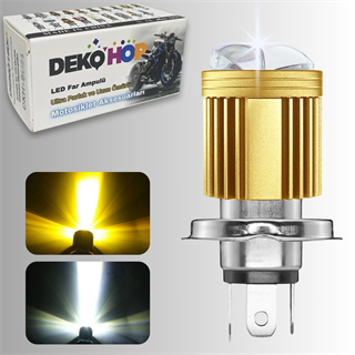 H4 Mercekli LED Ampul Delici 12-24V Beyaz  Amber Sarı Far Lambası Metal Gövde 1 ADET 15W 1500LM