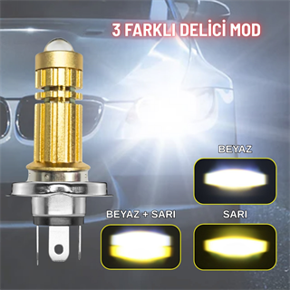 H4 Mercekli LED Ampul Delici LED Işık 12-24V Beyaz Amber 1 ADET Uzun Kısa Far Lambası 10W/800LM 