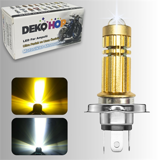 H4 Mercekli LED Ampul Delici LED Işık 12-24V Beyaz Amber 1 ADET Uzun Kısa Far Lambası 10W/800LM 