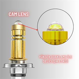 H4 Mercekli LED Ampul Delici LED Işık 12-24V Beyaz Amber 1 ADET Uzun Kısa Far Lambası 10W/800LM 