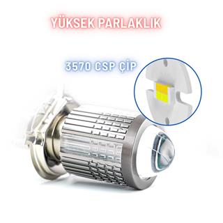 H4 Mercekli Motosiklet LED Ampul Uzun Kısa LED Işık 12-24V Beyaz Amber Sarı Far Lambası  800 LM 