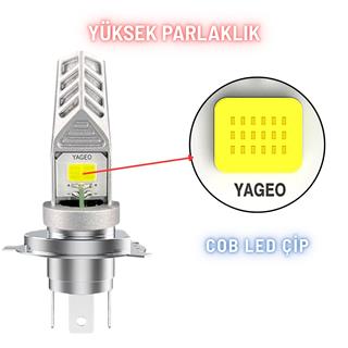 H4 Motosiklet LED Ampul ve LED Işık 12-24V  Beyaz Yüksek Performans Metal Gövde 1500 LM