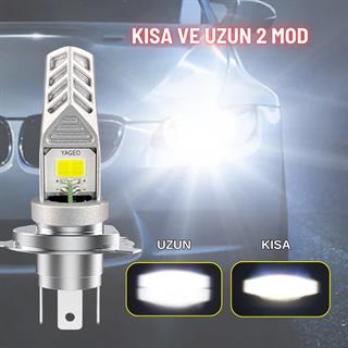 H4 Motosiklet LED Ampul ve LED Işık 12-24V  Beyaz Yüksek Performans Metal Gövde 1500 LM