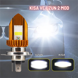 H4 Motosiklet Led Far Ampul 12-24V Beyaz 1 ADET 12W 1200LM  Metal Gövde Soğutma