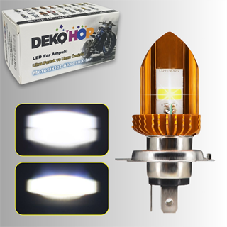 H4 Motosiklet Led Far Ampul 12-24V Beyaz 1 ADET 12W 1200LM  Metal Gövde Soğutma
