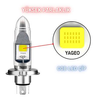 H4 Uzun Kısa Ampul Slım Model Motosiklet Otomobil Far LED Işık 12-24V 6000K Beyaz 12W 1500 LM