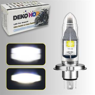 H4 Uzun Kısa Ampul Slım Model Motosiklet Otomobil Far LED Işık 12-24V 6000K Beyaz 12W 1500 LM