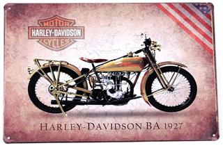 Harley Davidson BA 1927 Baskılı Retro Dekorasyon Tabela 30x20 Cm