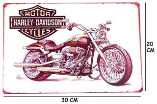 Harley Davidson Baskılı Retro Duvar Dekorasyon Tabela 30x20 Cm