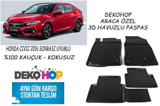 HONDA CIVIC 2016 SONRASI 3D Havuzlu Araca Özel Kauçuk Oto Paspas