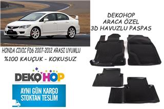 HONDA CIVIC FD6 2007-2012 ARASI Araca Özel Oto Paspas 3D Havuzlu Paspas Kauçuk