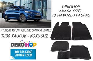 HYUNDAI ACCENT BLUE 2010 SONRASI Araca Özel Oto Paspas 3D Havuzlu Kauçuk