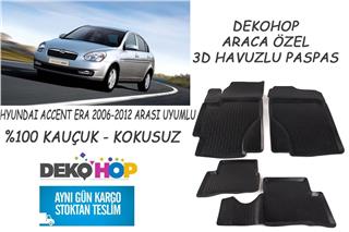 HYUNDAI ACCENT ERA 2006-2012 ARASI Oto Paspas Araca Özel 3D Havuzlu Kauçuk Paspas