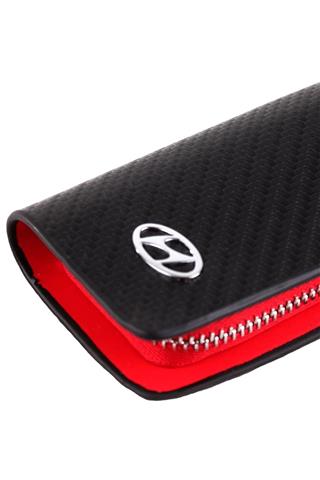 HYUNDAI Uyumlu Karbon Desen Deri Cüzdan Anahtarlık