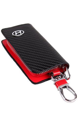HYUNDAI Uyumlu Karbon Desen Deri Cüzdan Anahtarlık