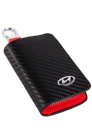 HYUNDAI Uyumlu Karbon Desen Deri Cüzdan Anahtarlık