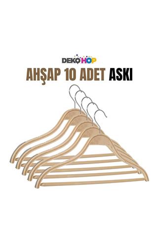 Kadın Ahşap Askı Gömlek Pantolon Tişört Askısı Natural Renk 10 Adet