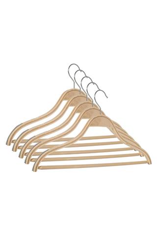 Kadın Ahşap Askı Gömlek Pantolon Tişört Askısı Natural Renk 10 Adet