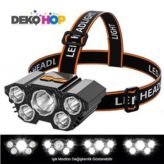 Kafa Lambası Ultra Güçlü Led Şarjlı Led Kafa Feneri Avcı Işıldak Balıkçı Kamp Lambası