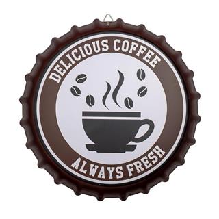 Kahve Dekorasyon Duvar Süsü Metal Tabela Delicious Coffee