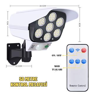 Kamera Görünümlü Güneş Enerjili Solar Bahçe Aydınlatması Hareket Sensörlü, Kumandalı, Yağmura Dayanıklı