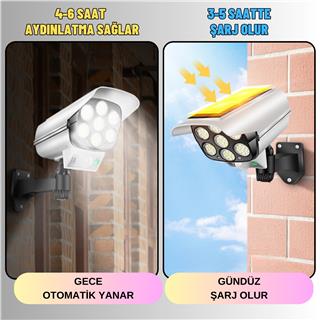 Kamera Görünümlü Güneş Enerjili Solar Bahçe Aydınlatması Hareket Sensörlü, Kumandalı, Yağmura Dayanıklı