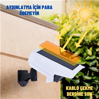Kamera Görünümlü Güneş Enerjili Solar Bahçe Aydınlatması Hareket Sensörlü, Kumandalı, Yağmura Dayanıklı