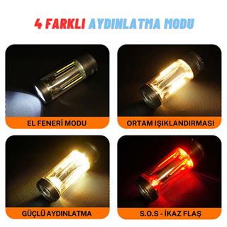 Kamp Çadır Karavan Lambası Şarj Edilebilir El Feneri Ve Magnetik Çalışma Lambası