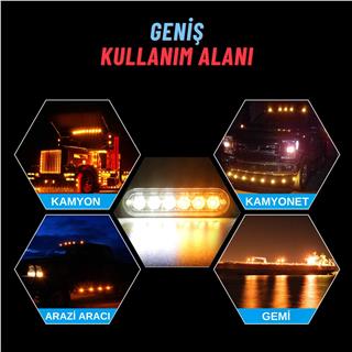 Kamyon Tır Arazi Aracı Çakarlı Dorse Led 12-24 V Çift Renk Sinyalli Kasa Ledi Metal Kasa