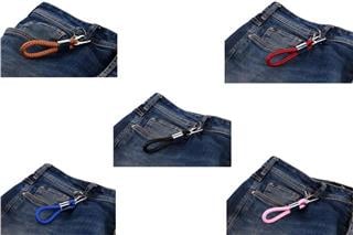 Karabina Anahtarlık Deri Örgü Paslanmaz Metal