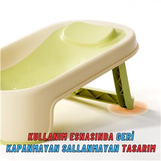 Katlanabilir Silikon Bebek Besleme ve Yıkama Banyo Oturağı Alt Değiştirme Sehpası Yeşil