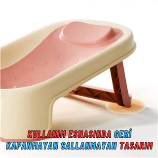 Katlanabilir Silikon Bebek Besleme ve Yıkama Banyo Oturağı Alt Değiştirme Sehpası Pembe
