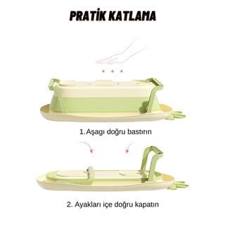 Katlanabilir Termometreli Bebek Küveti Ve Filesi Yazlık Bebek Havuzu YEŞİL