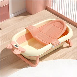 Katlanabilir Termometreli Bebek Küveti Ve Filesi Yazlık Bebek Havuzu PEMBE