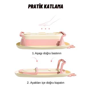Katlanabilir Termometreli Bebek Küveti Ve Filesi Yazlık Bebek Havuzu PEMBE