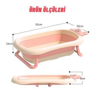 Katlanabilir Termometreli Bebek Küveti Ve Filesi Yazlık Bebek Havuzu PEMBE