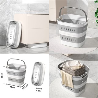 Katlanır Bebek Yıkama Banyo Küveti Seti  7 Parça Termometreli  Yastıklı Katlanabilir  Banyo Seti