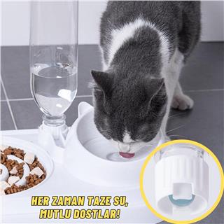 Kedi ve Köpek Mama ve Su Kabı Çelik Taslı Su Doldurma Özellikli MAVİ