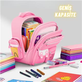 Kız Çocuk Kore Tarzı İlkokul Sırt Çantası Ergonomik Özel Tasarım Yeni Nesil Okul Çantası